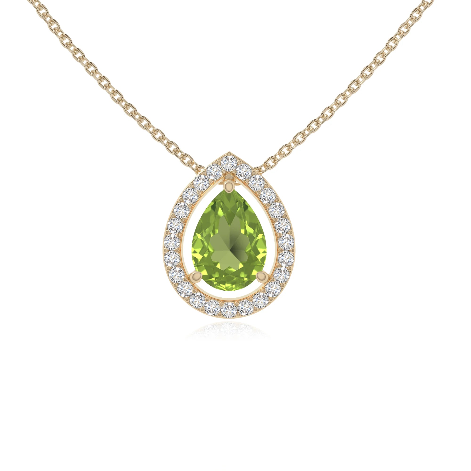 peridot solitaire halo necklaces in yellow gold vermeil 