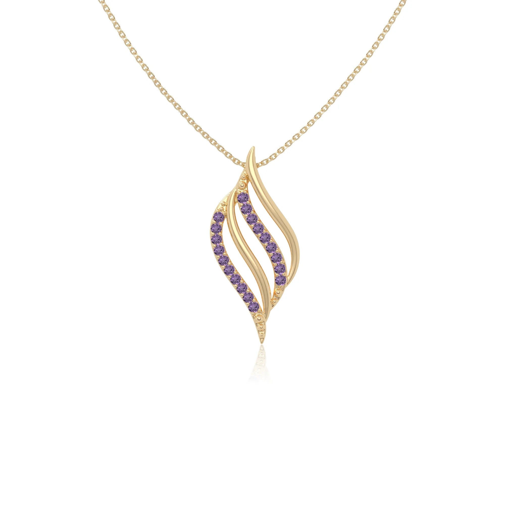 natural amethyst flame necklaces in yellow gold vermeil 