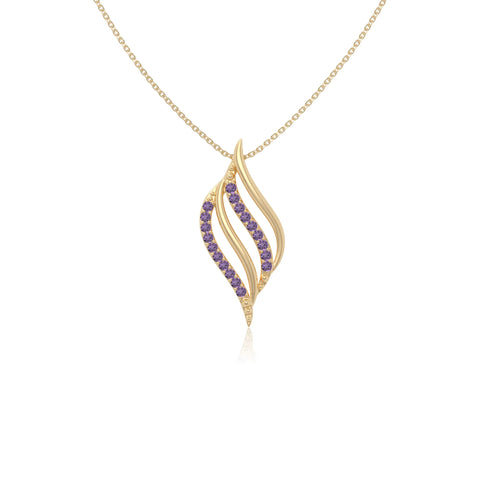 natural amethyst flame necklaces in yellow gold vermeil 