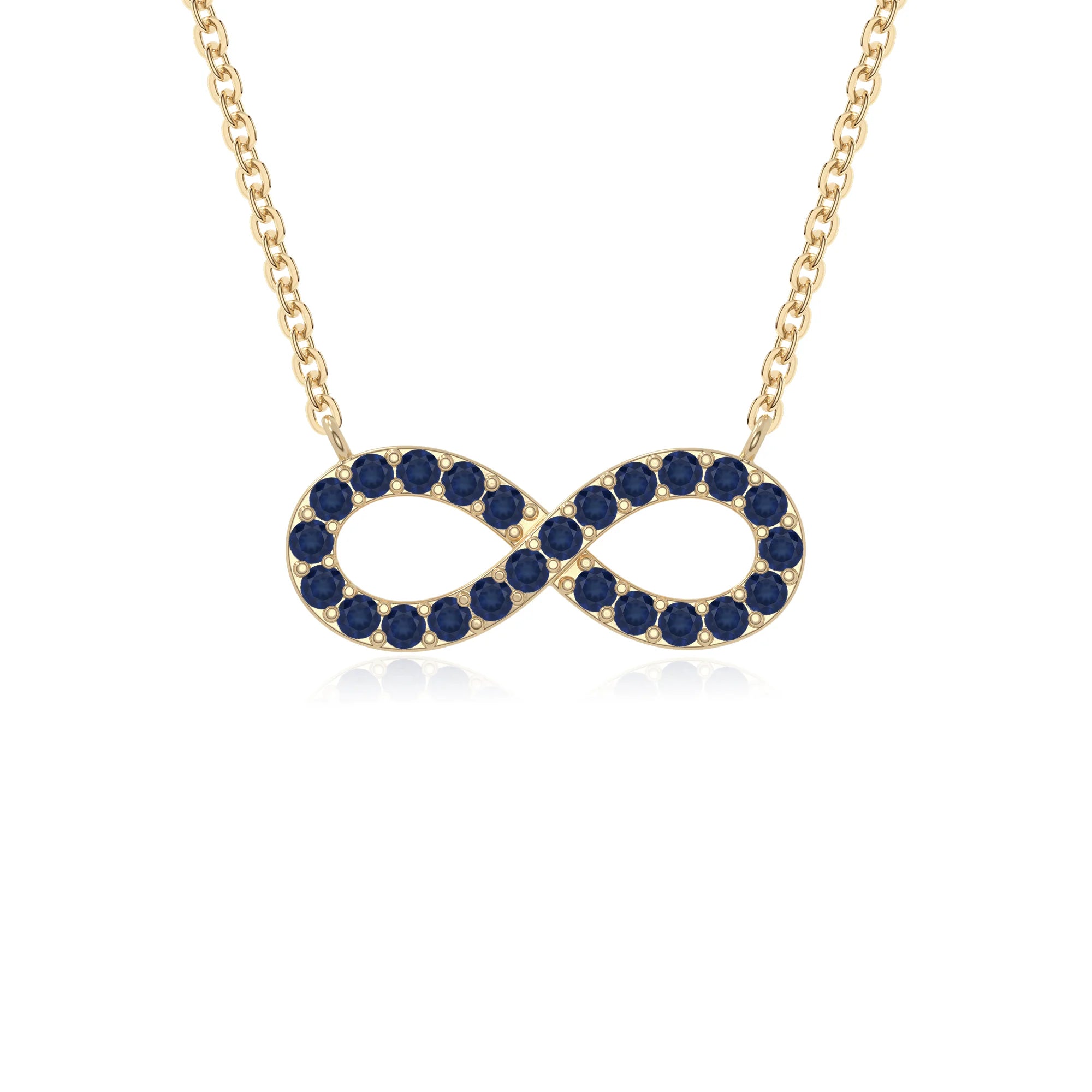 natural blue sapphire infinity necklaces in yellow gold vermeil 