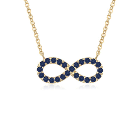 natural blue sapphire infinity necklaces in yellow gold vermeil 