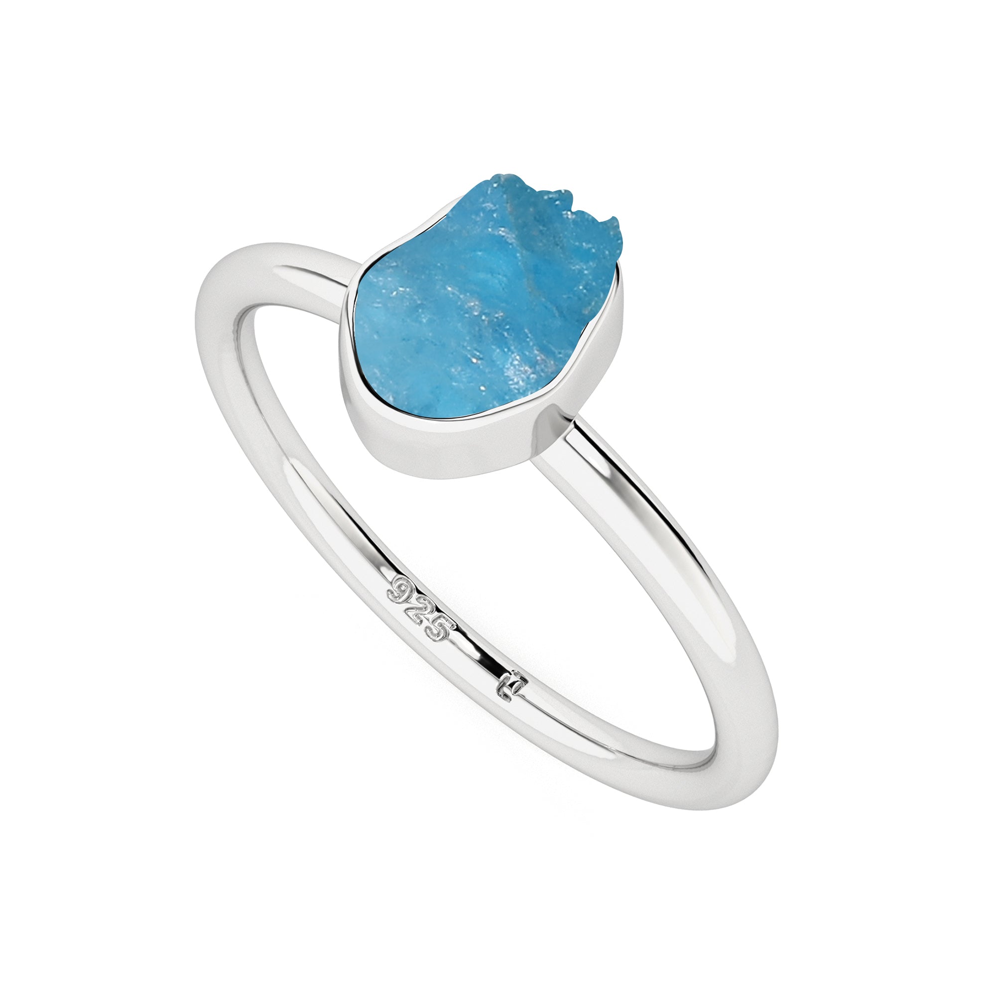 neon-apatite rough shape stackable bezel-set ring