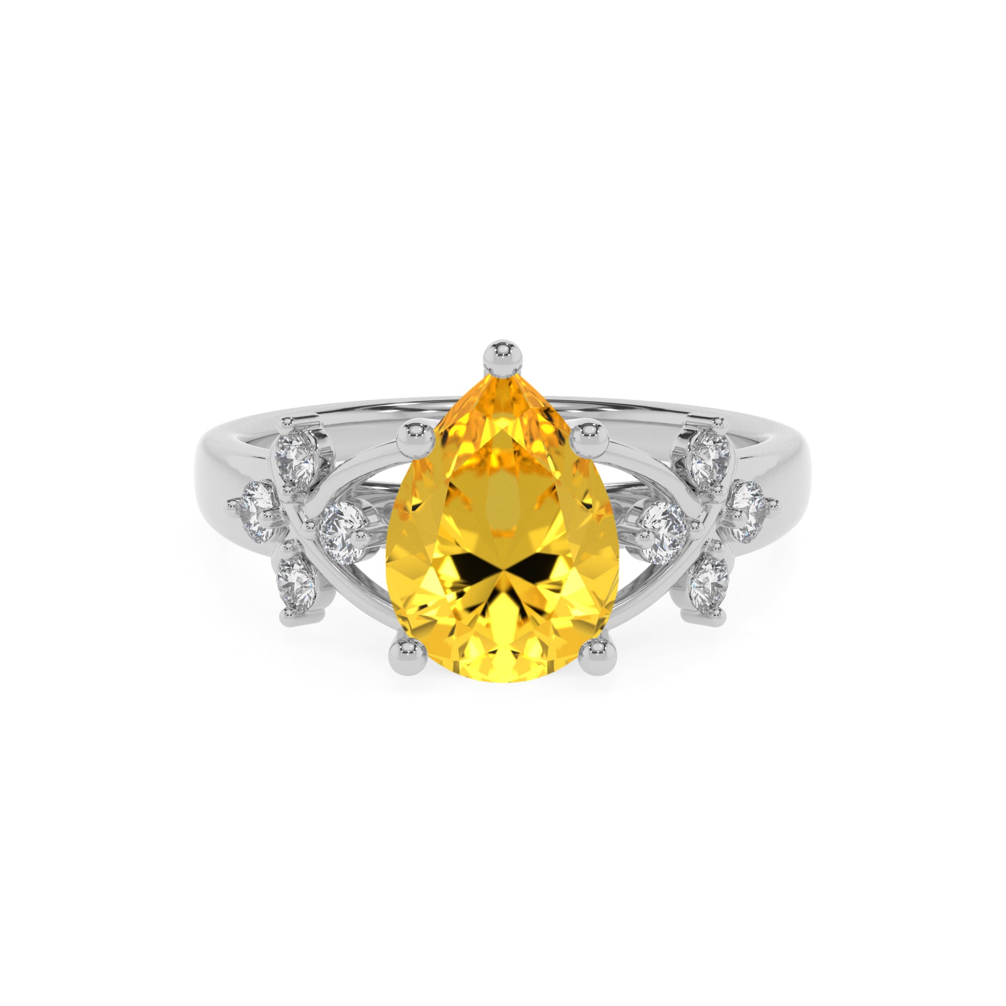 lab-grown yellow-sapphire pear criss cross solitaire engagement ring