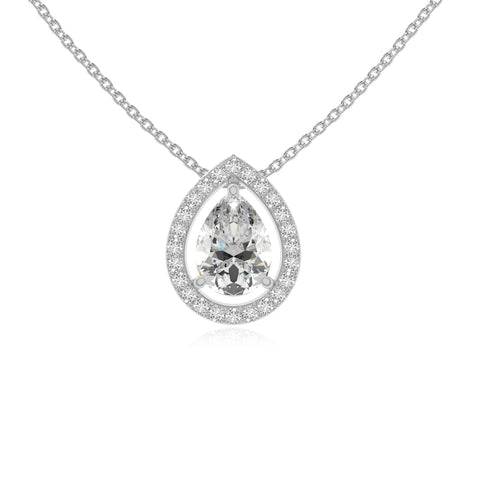 moissanite solitaire halo necklaces in sterling silver 