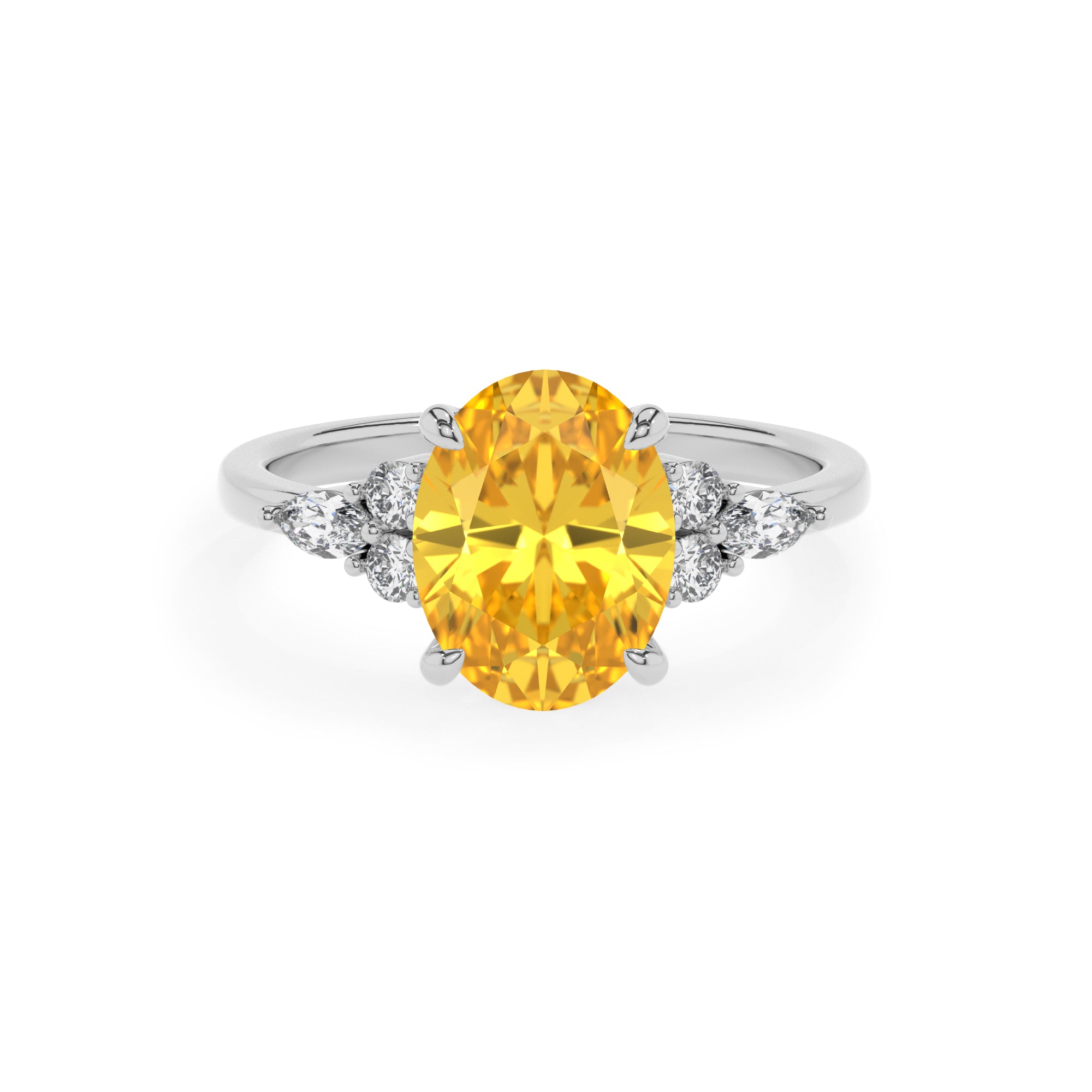 lab-grown yellow-sapphire oval solitaire engagement ring