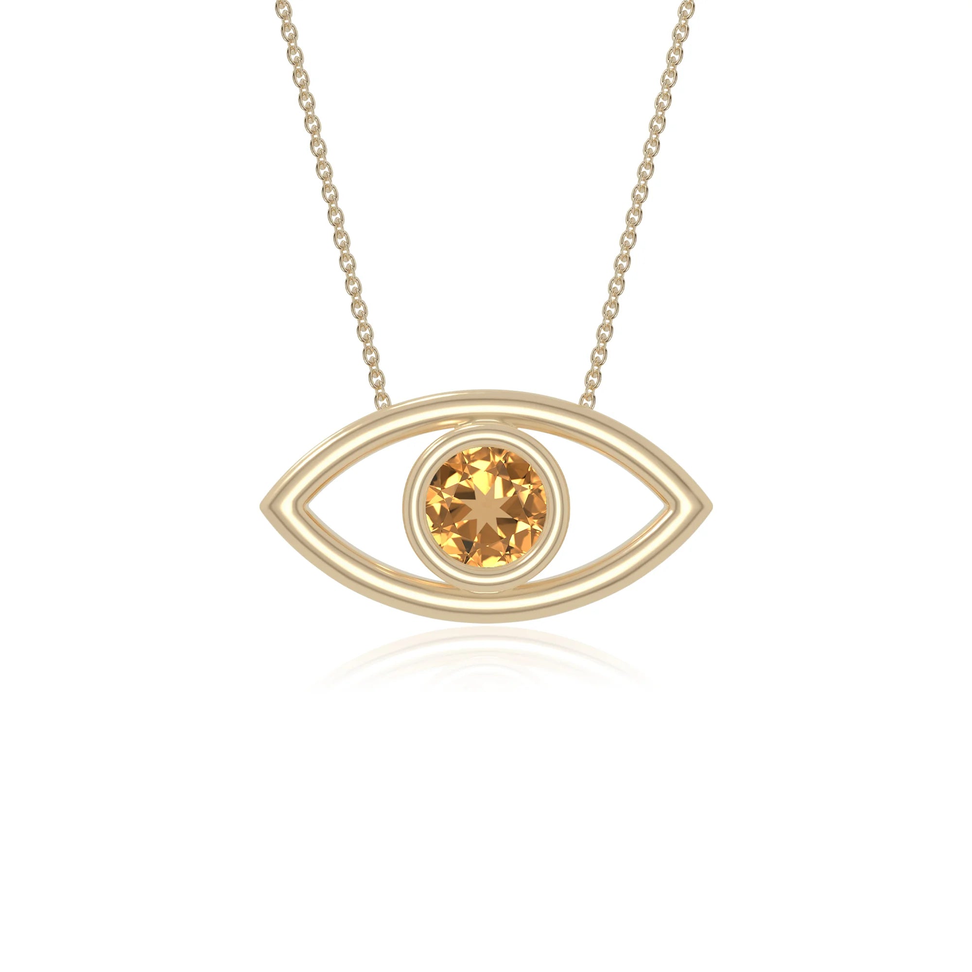 natural citrine evil eye necklaces in yellow gold vermeil 