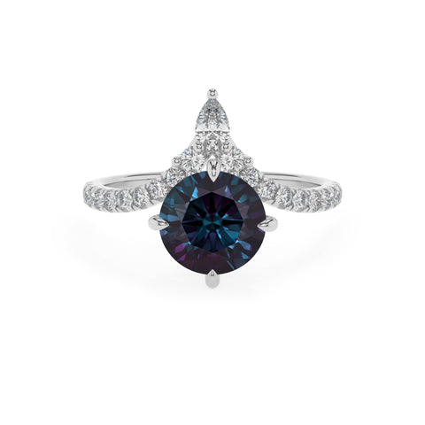 lab grown alexandrite round solitaire engagement ring