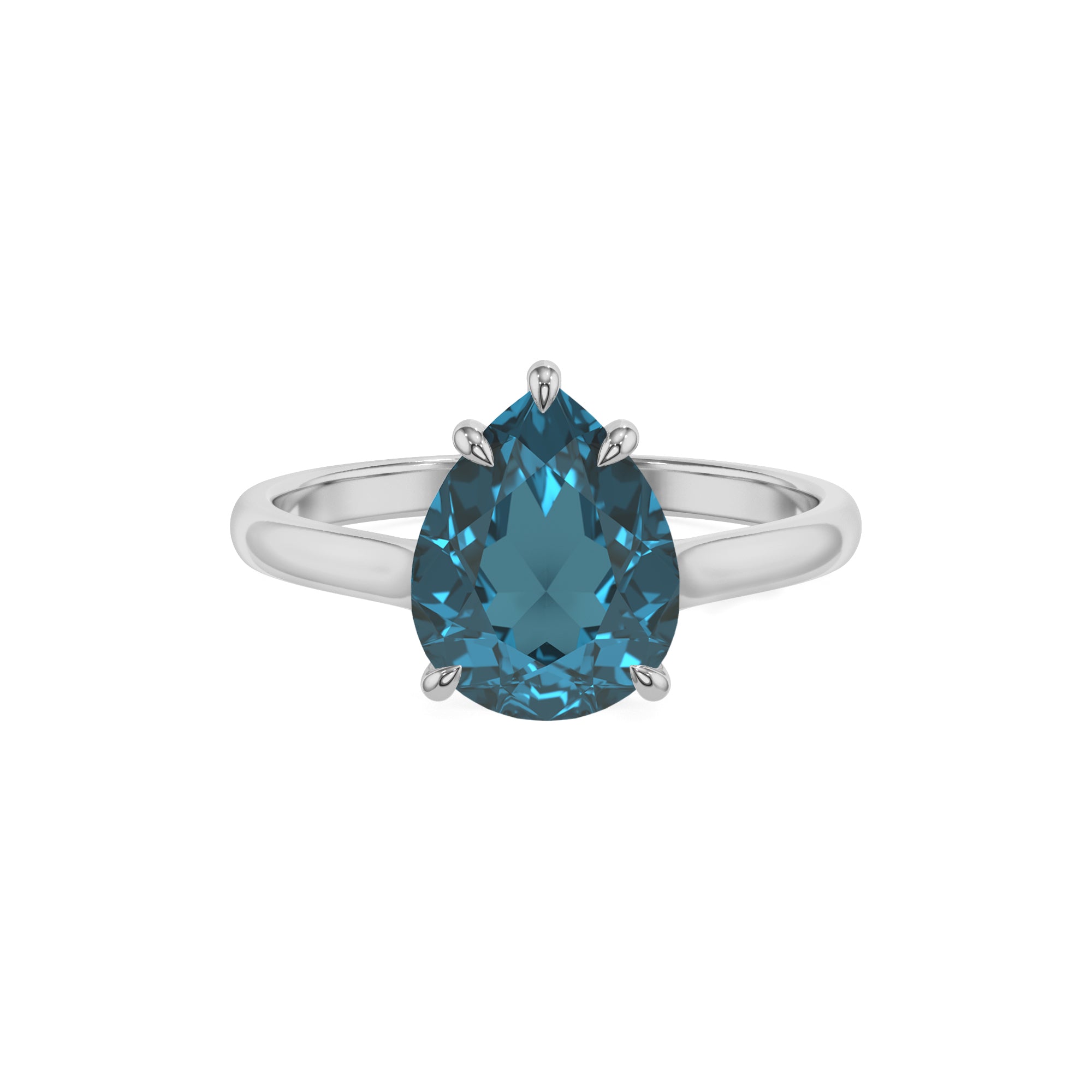 natural london blue topaz pear solitaire engagement ring