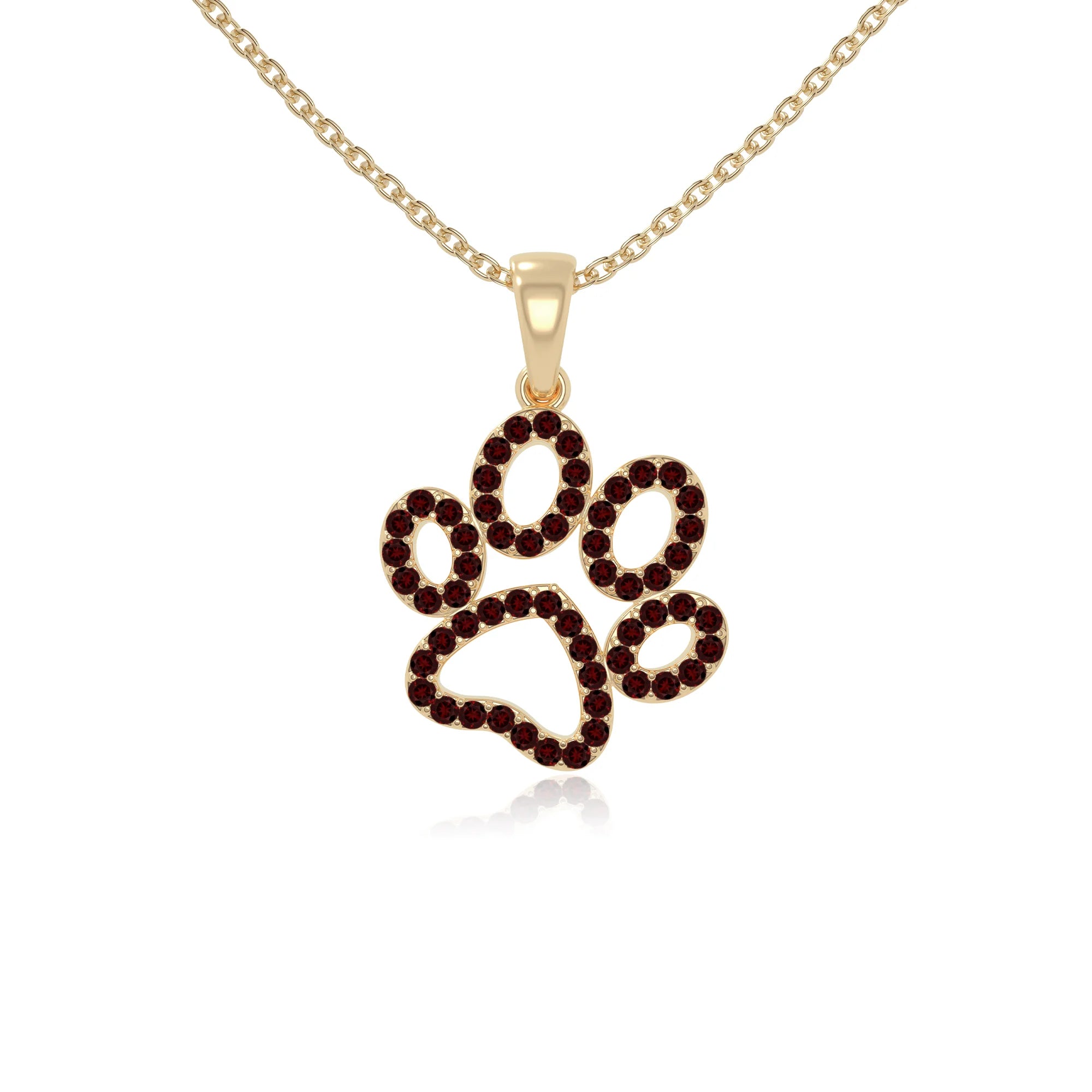 natural garnet dog paw knot necklaces in yellow gold vermeil 