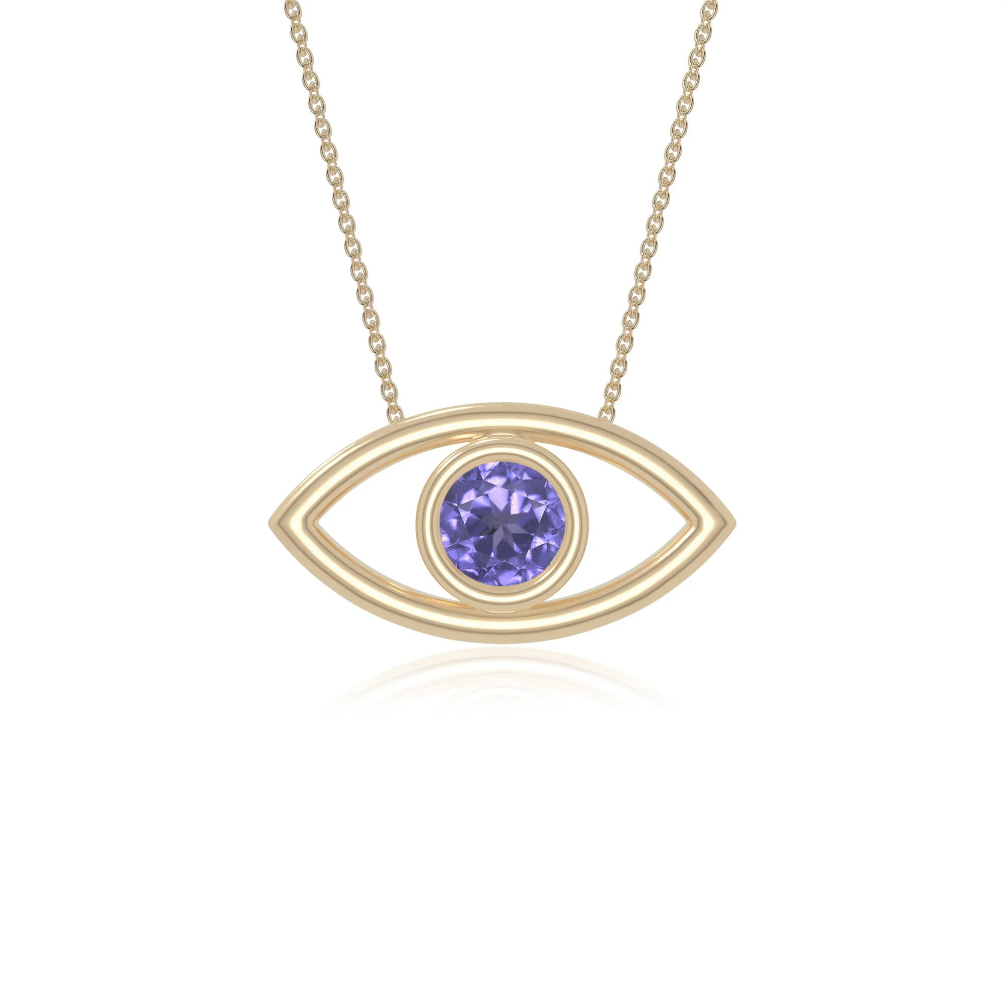 natural tanzanite evil eye necklaces in yellow gold vermeil 