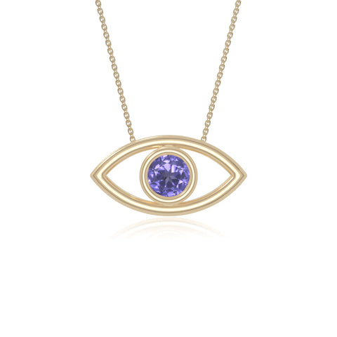 natural tanzanite evil eye necklaces in yellow gold vermeil 