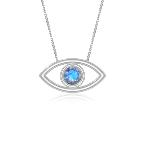 natural labradorite evil eye necklaces in sterling silver 