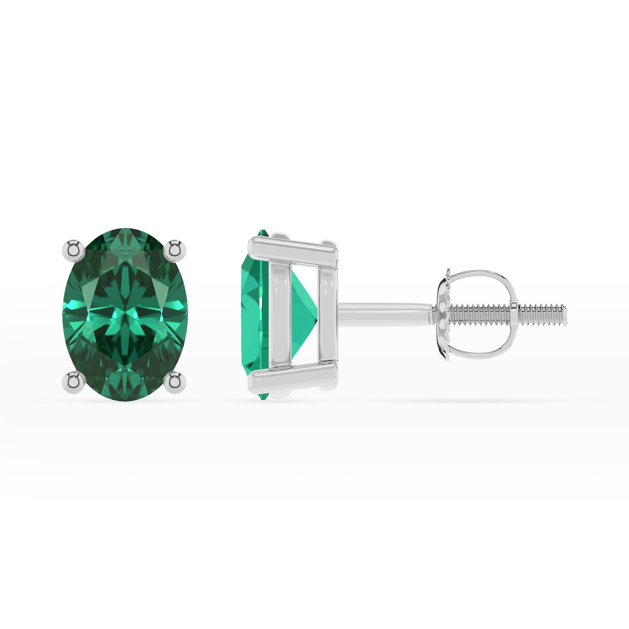 lab grown emerald oval stud earrings 