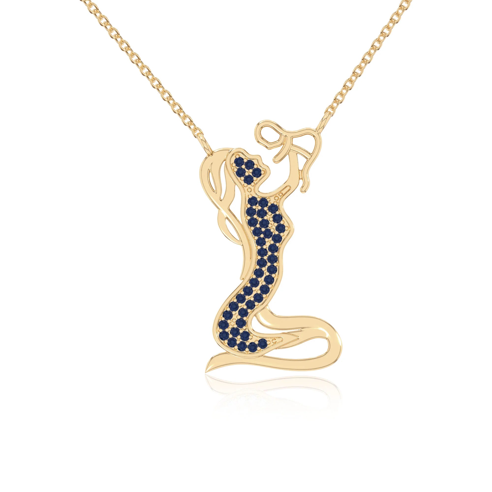 natural blue-sapphire mother child necklaces in yellow gold vermeil 