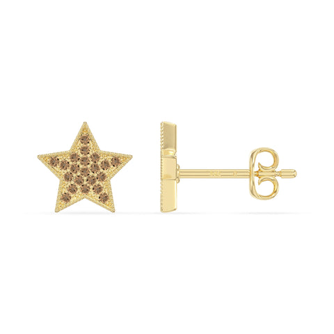 natural citrine star stud earrings in yellow gold vermeil 