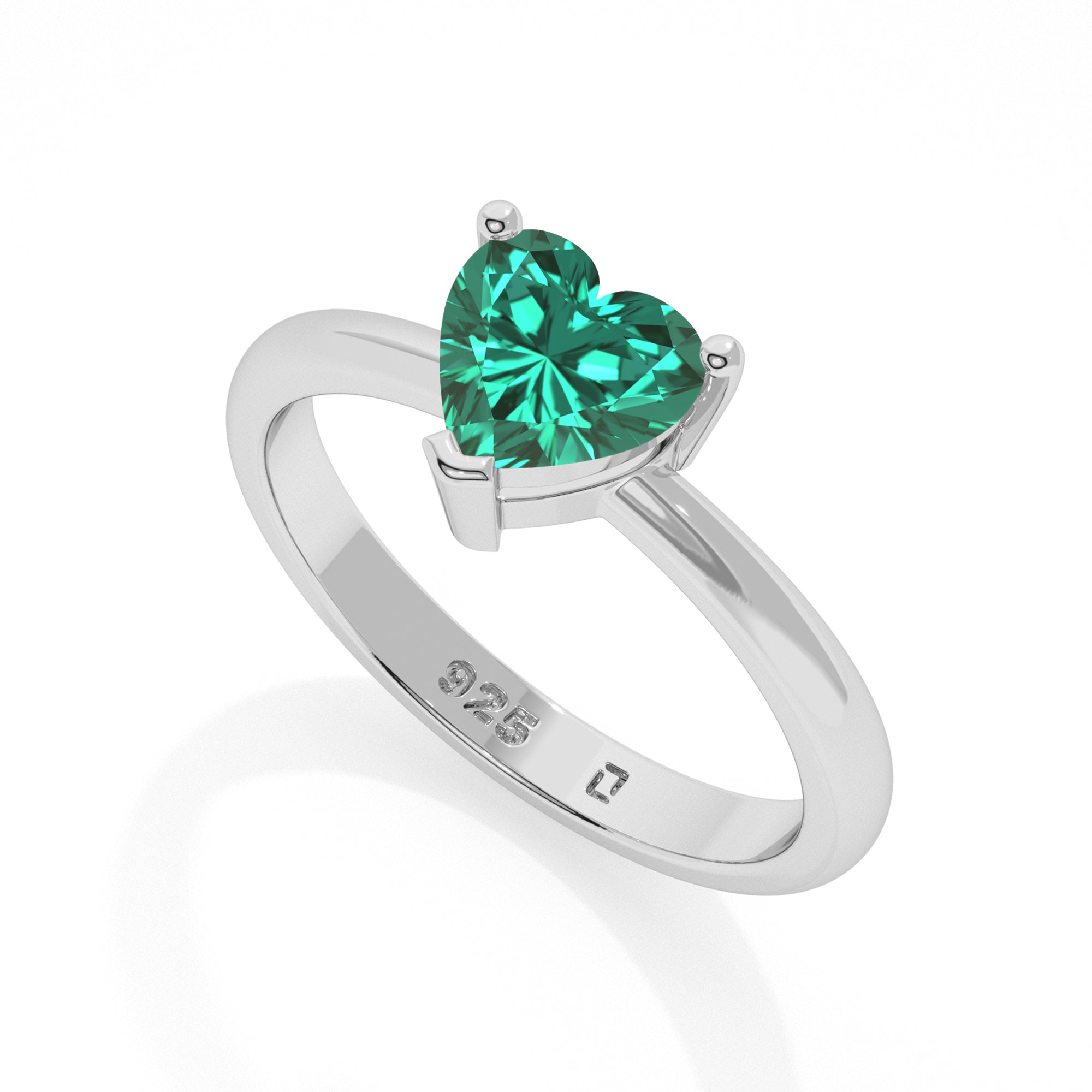 emerald heart cut solitaire prong-set ring