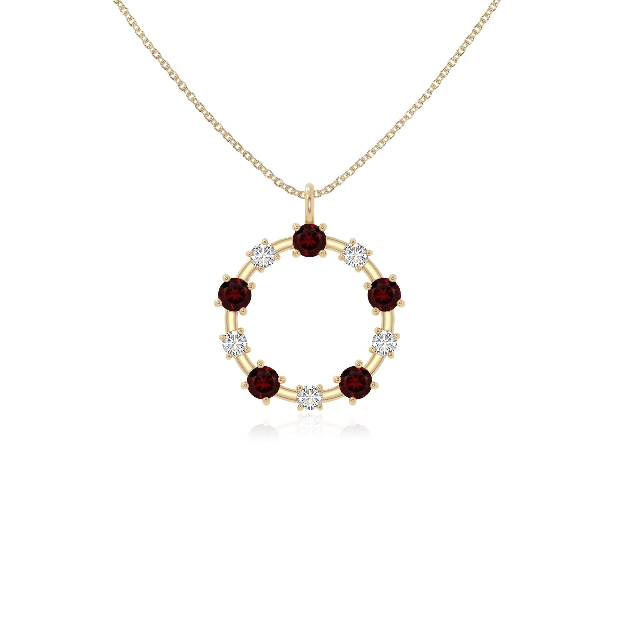 natural garnet infinity love knot necklaces in yellow gold vermeil 