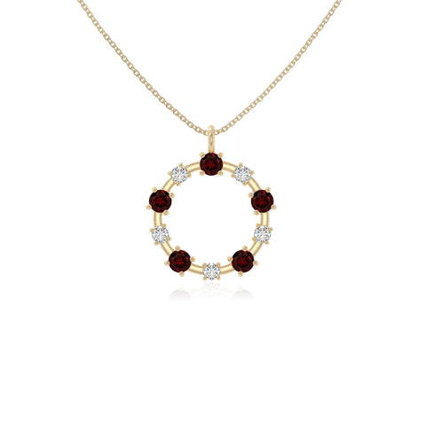 natural garnet infinity love knot necklaces in yellow gold vermeil 