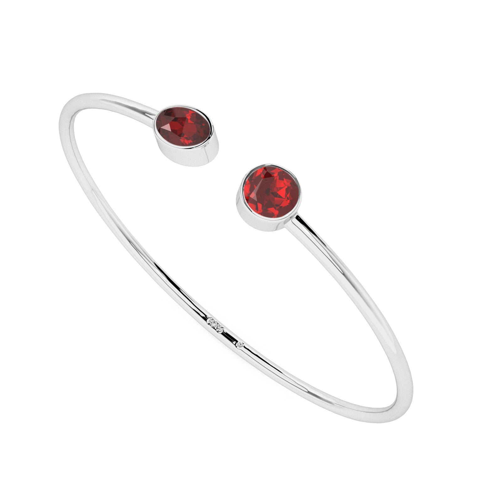 natural red-garnet round-oval shape 2-stone twister bracelet