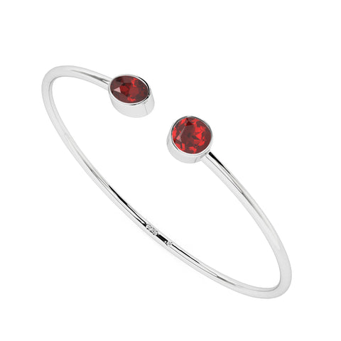 natural red-garnet round-oval shape 2-stone twister bracelet