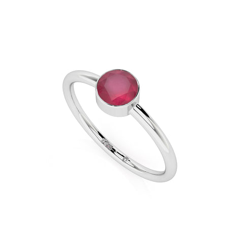 ruby round cut stackable bezel-set ring