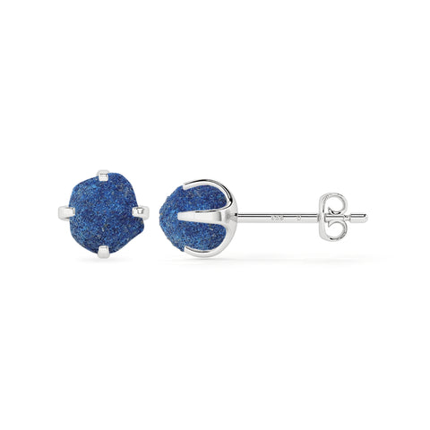 natural azurite rough shape stud earrings