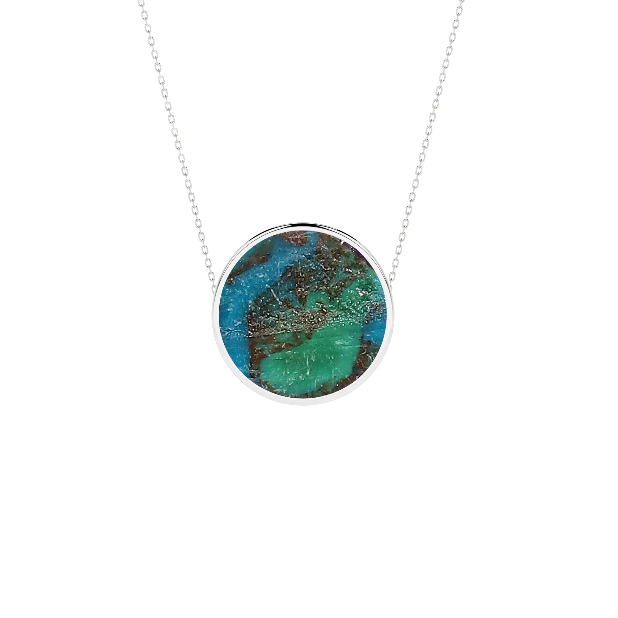 natural chrysocolla round shape pendant necklace
