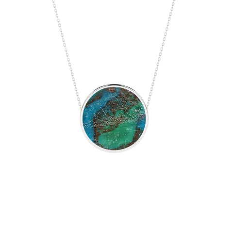 natural chrysocolla round shape pendant necklace