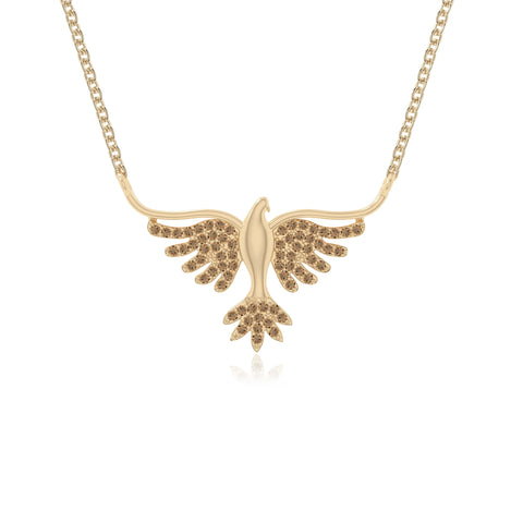 natural citrine phoenix eagle necklaces in yellow gold vermeil 