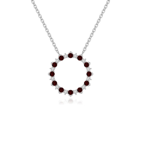 natural garnet sun necklaces in sterling silver 