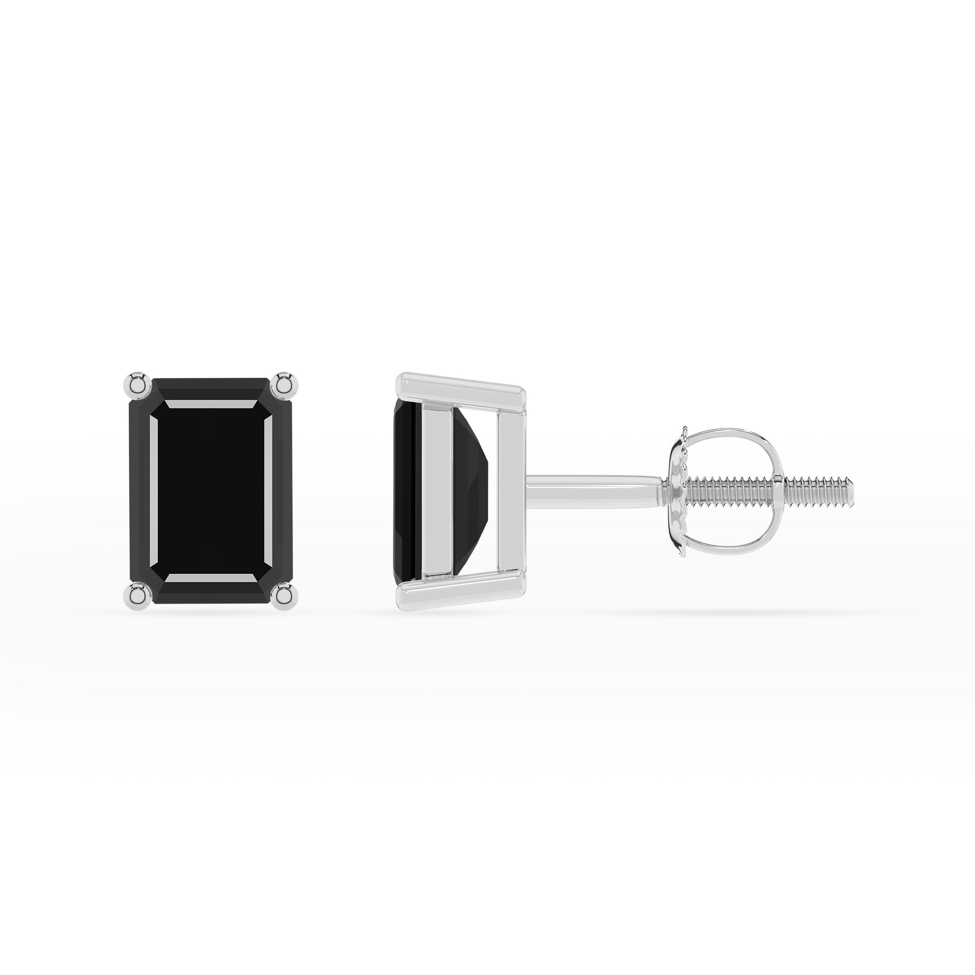 natural black onyx emerald cut stud earrings 