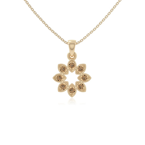 natural citrine flower necklaces in yellow gold vermeil 