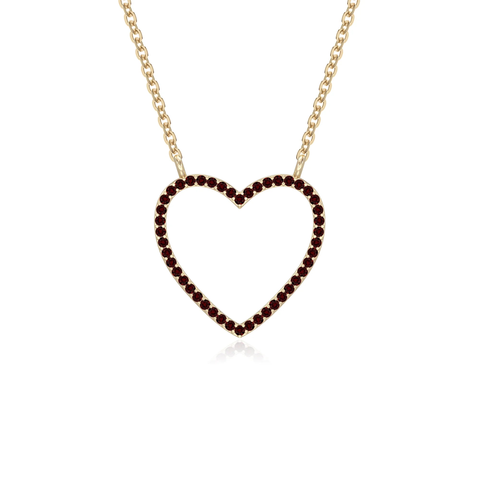 natural garnet heart necklaces in yellow gold vermeil 