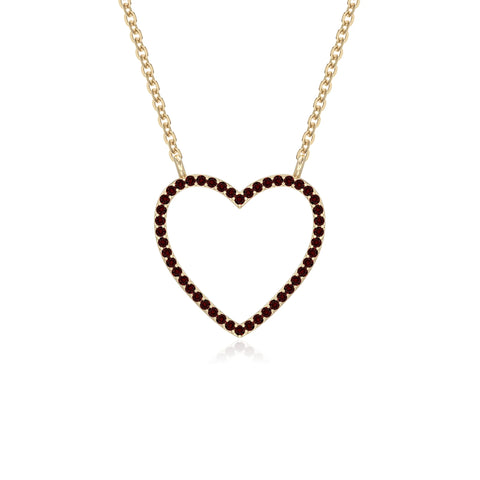 natural garnet heart necklaces in yellow gold vermeil 