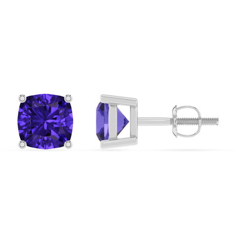 natural tanzanite cushion stud earrings 