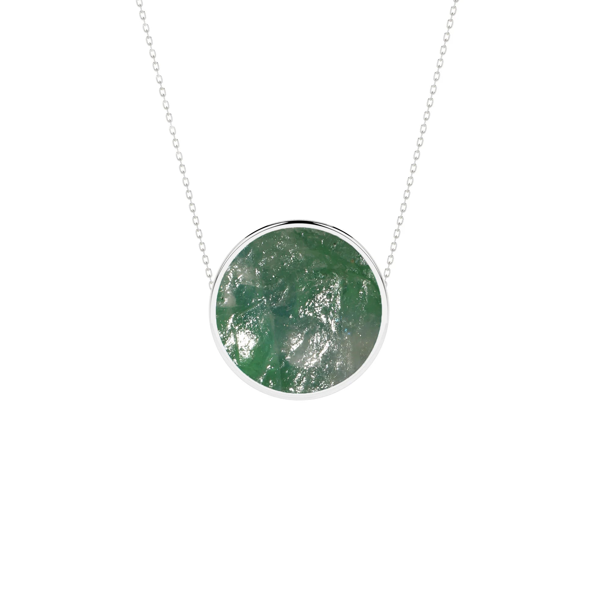 natural green-moonstone round shape pendant necklace