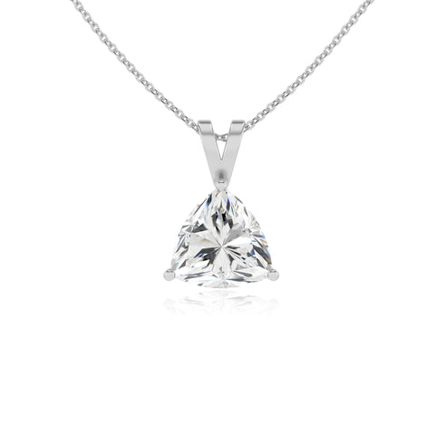 lab grown moissanite trillion shape solitaire v-bale pendant necklace