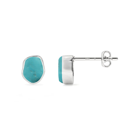 natural turquoise rough shape stud earrings