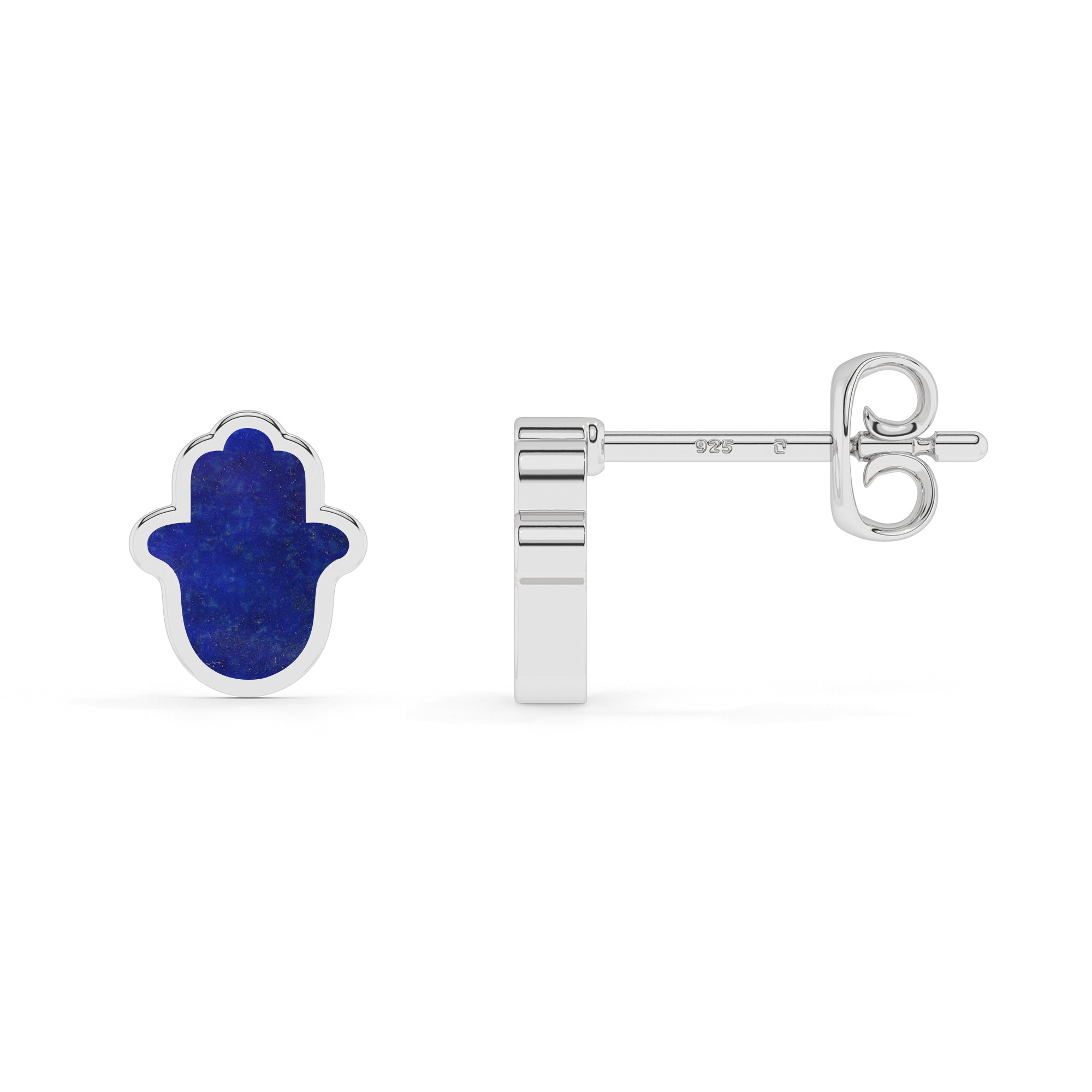 natural lapis lazuli ahimsa shape stud earrings