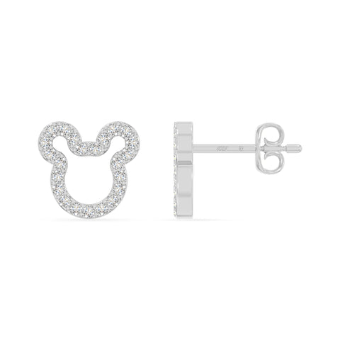 moissanite mouse stud earrings in sterling silver 