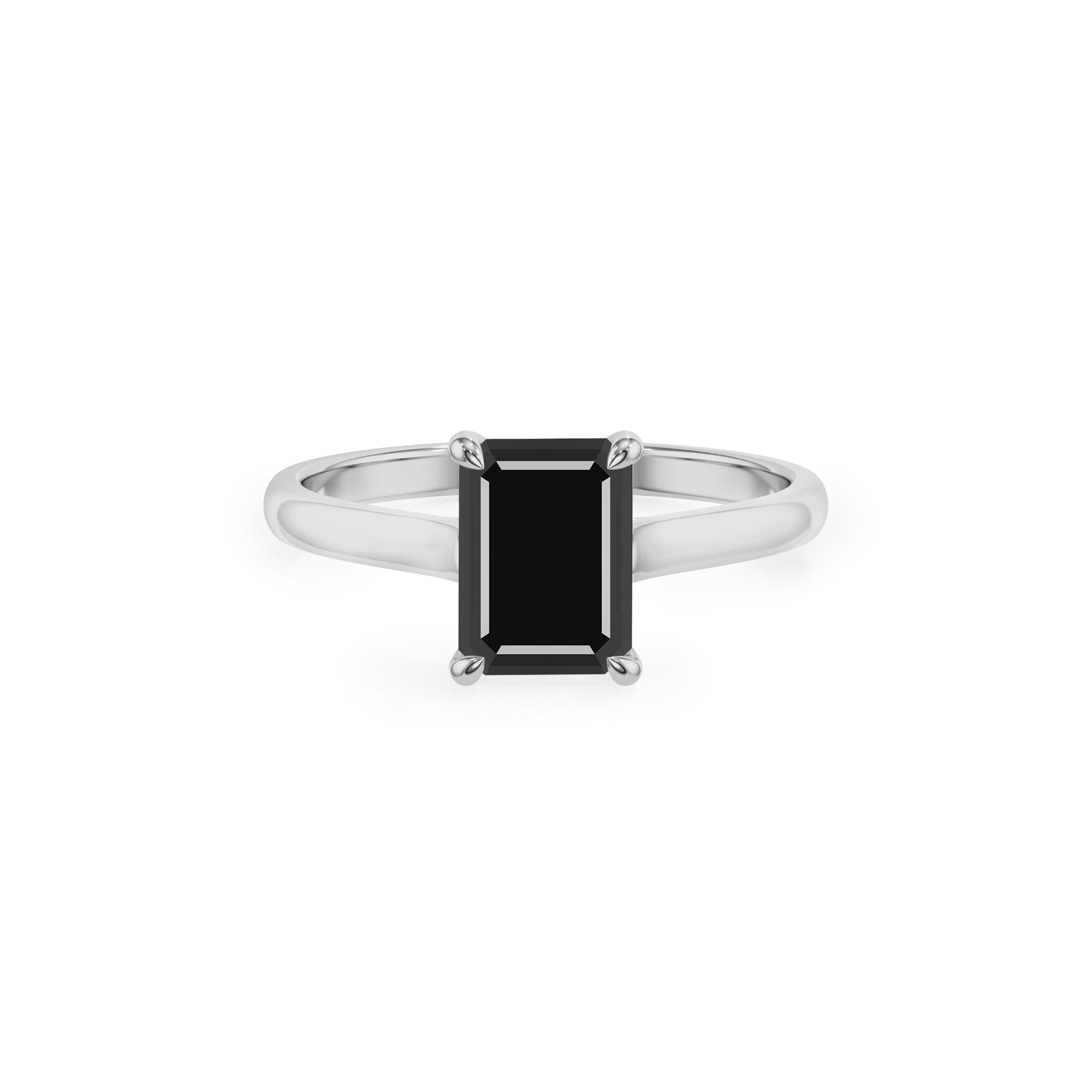 natural black onyx emerald solitaire engagement ring