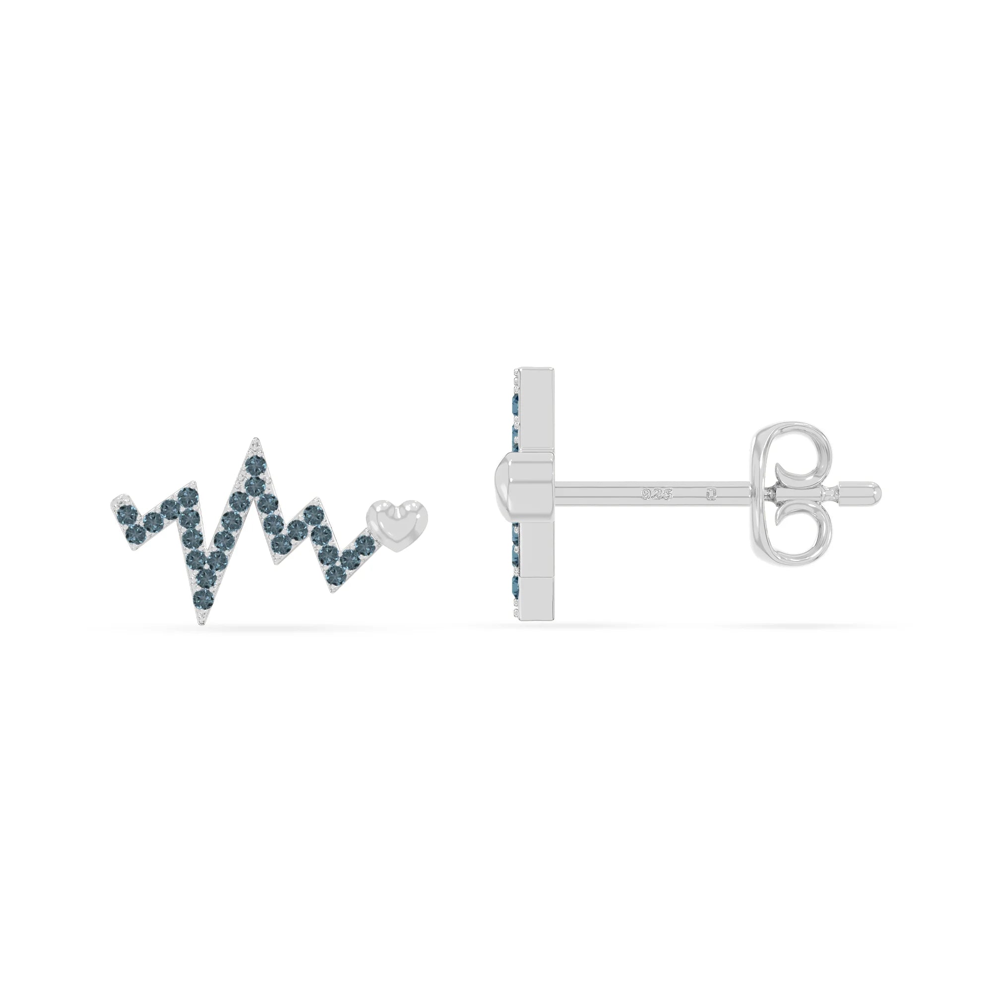 natural london-blue-topaz heartbeat stud earrings in sterling silver 
