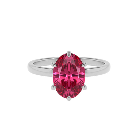 lab-grown pink-tourmaline oval solitaire engagement ring