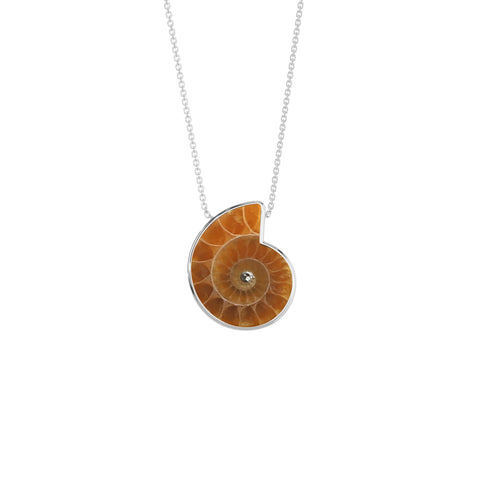 Natural Ammonite Rough Shape Slider Pendant Necklace
