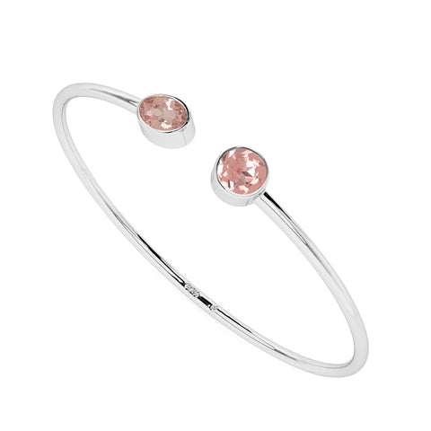 natural morganite round-oval shape 2-stone twister bracelet