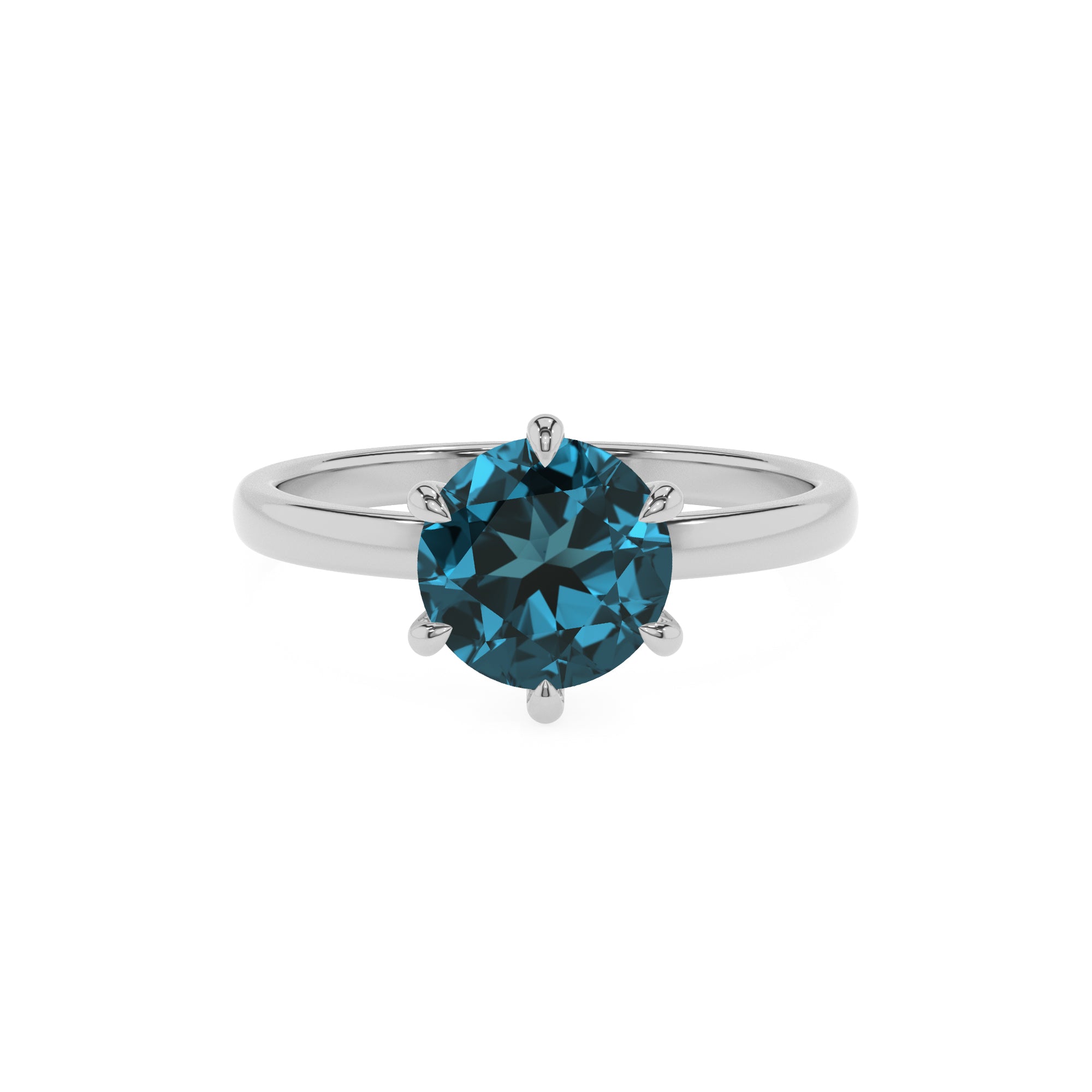 natural london blue topaz round solitaire engagement ring