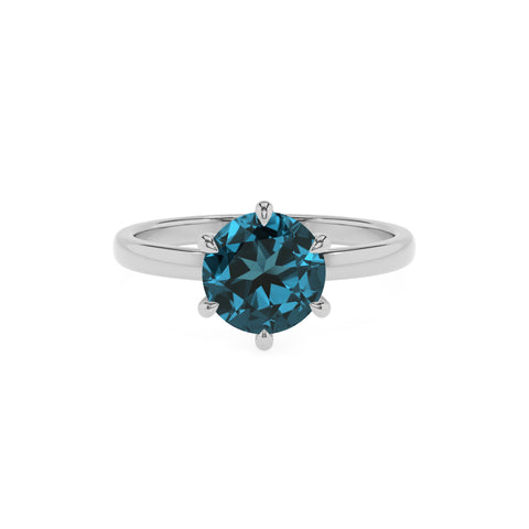 natural london blue topaz round solitaire engagement ring