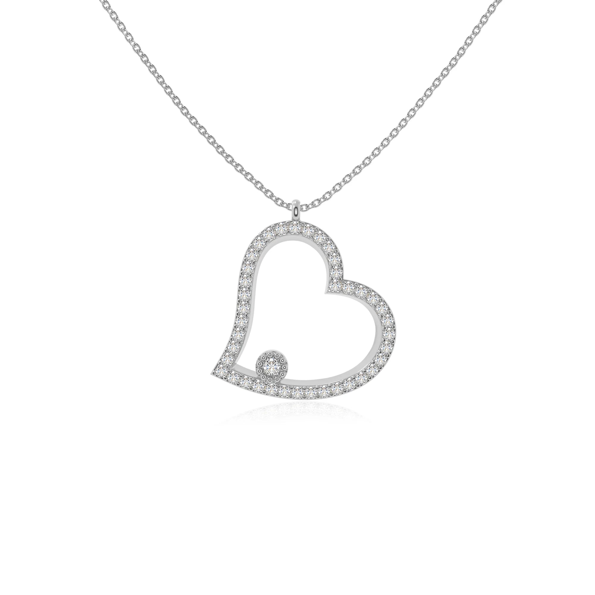 moissanite heart necklaces in sterling silver 