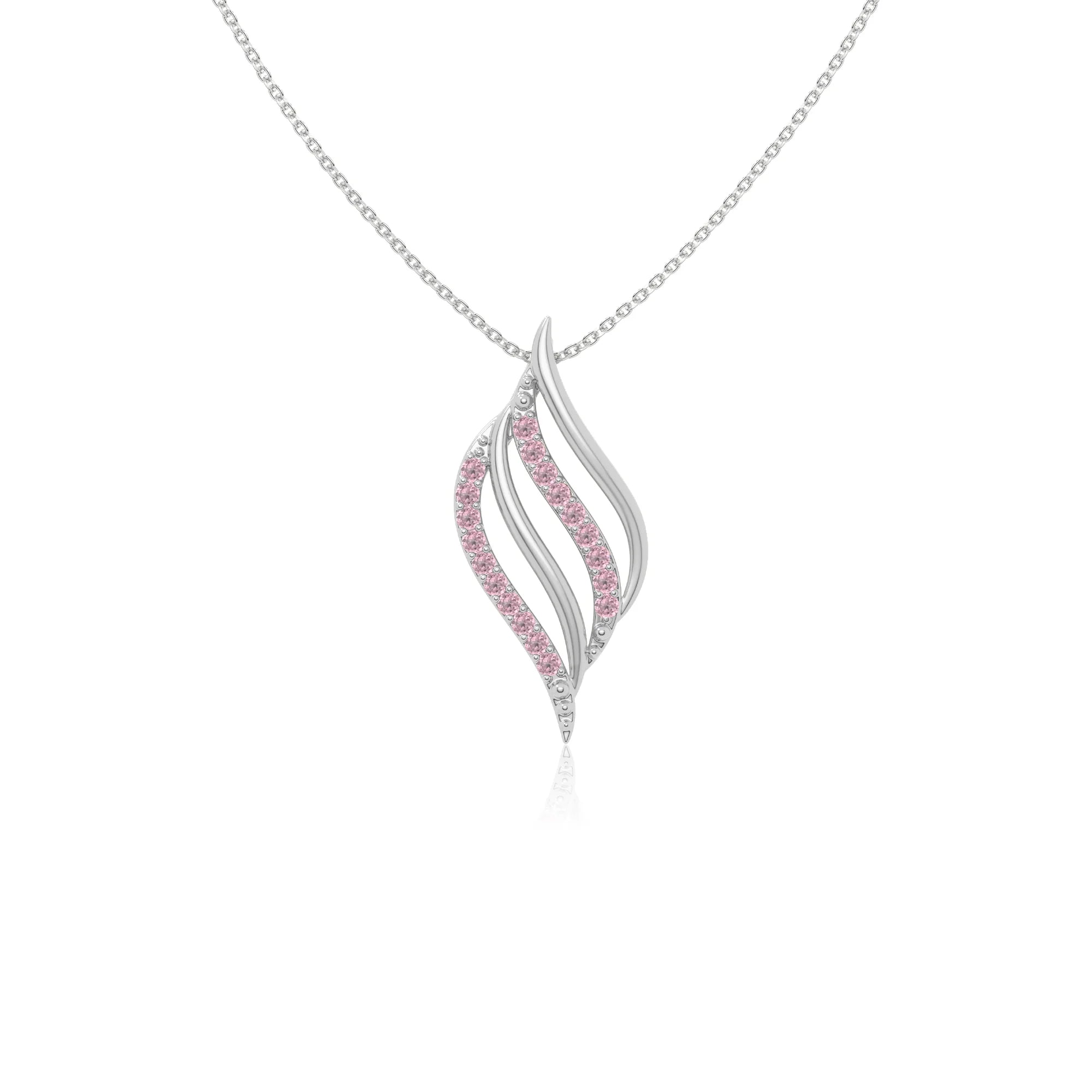 natural pink-tourmaline flame necklaces in sterling silver 