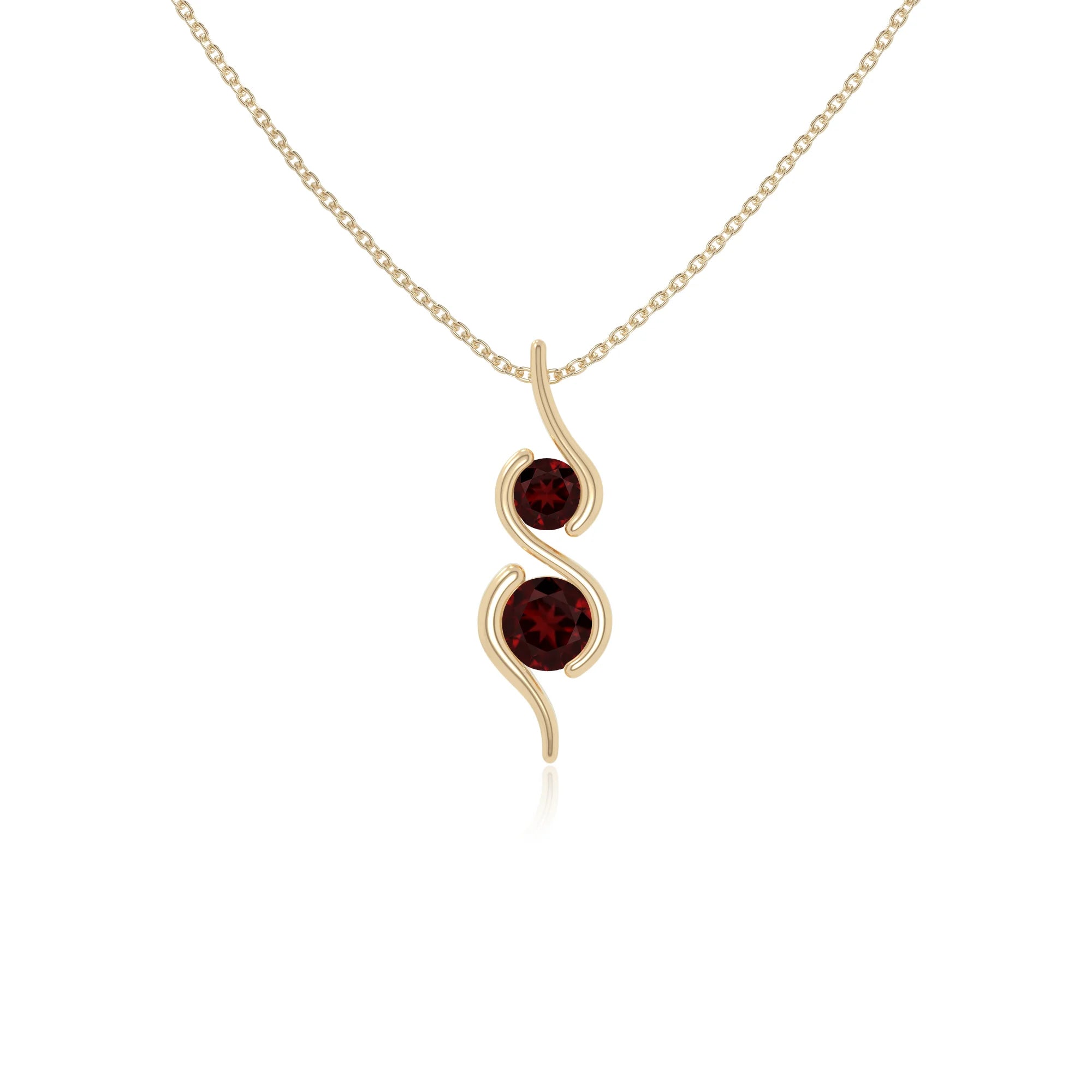 natural garnet 2 stone infinity necklaces in yellow gold vermeil 